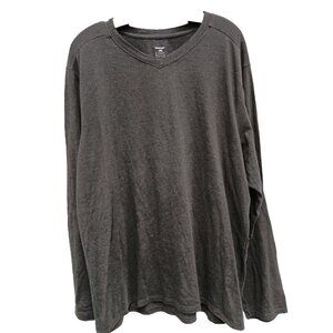 Horny Toad Mens Top Size XL Charcoal Gray Organic Cotton V Neck Long Sleeve Tee